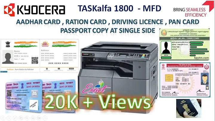 HOW TO TAKE ID CARD COPY IN Kyocera TASKalfa 1800 , 2201 AADHAR , PAN , RATION CARD,DRIVING LICENCE