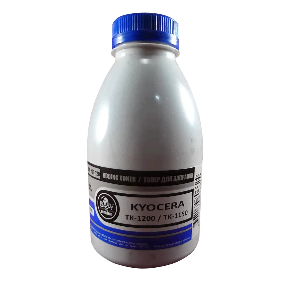 Тонер для Kyocera TK-1200/TK-1150/TK-1110/TK-1120, P2335/P2235/M2235dn/M2735dn/M2835dw/M2135dn/M2635dn/M2735dw (фл. 120г, 3000стр.) B&W {KPR-203-120}